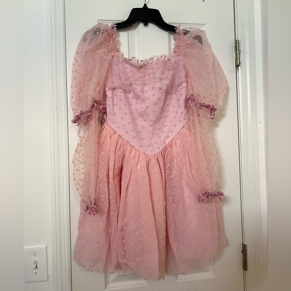 Selkie Dresses & Skirts - COPY - Fairy Tong London Pink Bow Sweetheart Mini Dress